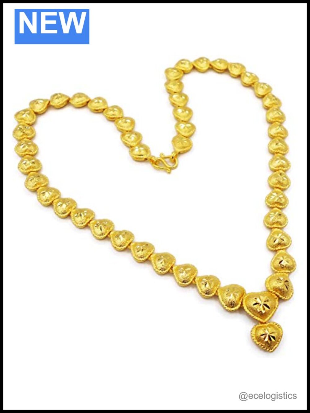 Heart 22k 23k 24k Thai Baht Yellow Gold Plated Choker Necklace Pendant